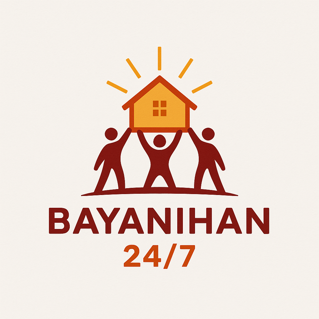 Bayanihan 24/7 — people lifting a house